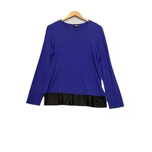 Eileen Fisher Womens Minimalist Sheer Hem Top Size L Purple Stretch Comfort